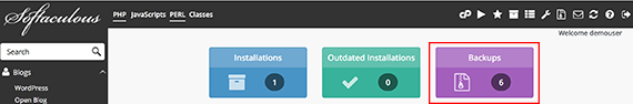 Backup icon on home page