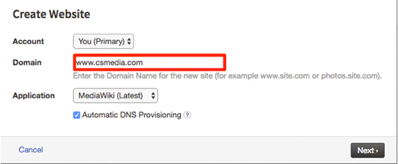 gif showing domain name and media wiki selected