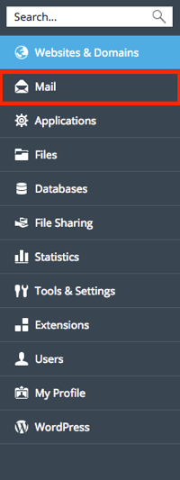menu under power user view mail highlighted