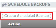 create backup schedule link highlighted