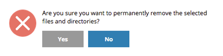 pop-up to confirm delete directory