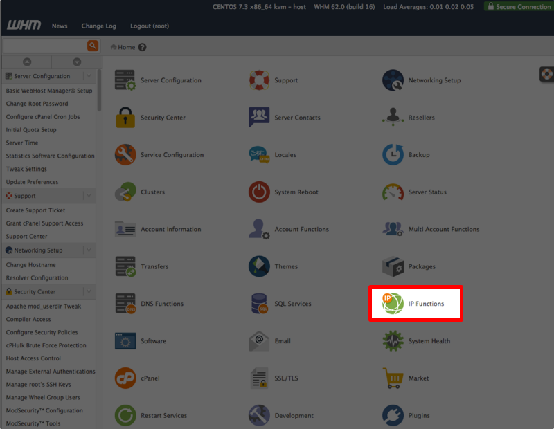 ip functions button highlighted