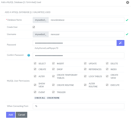 mysql add database form