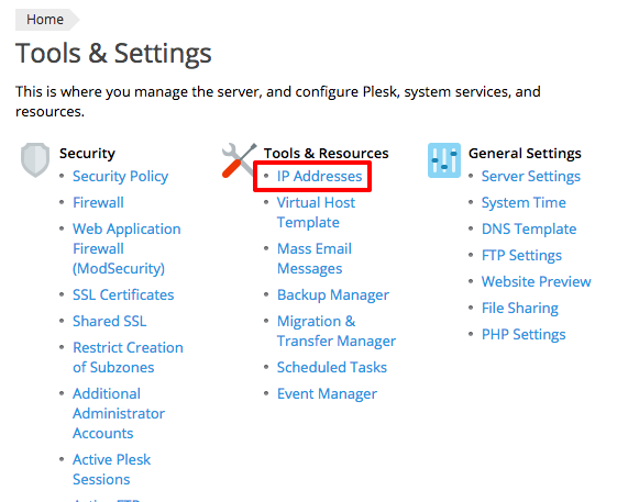 viewing server IP addresses