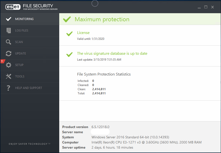 eset main screen