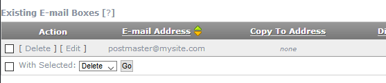 edit mailboxes screen