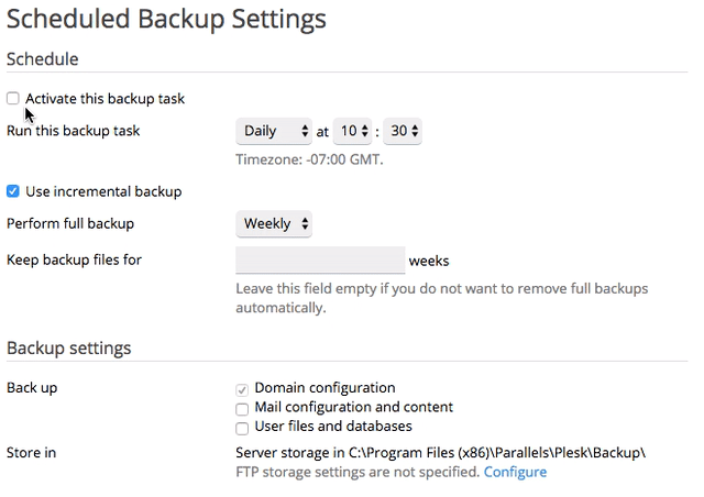 backup schedule