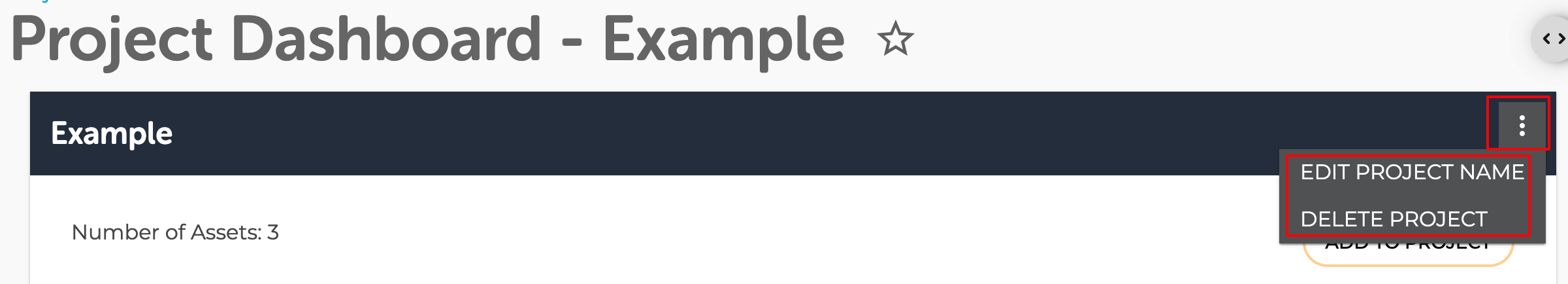 edit project name links highlighted