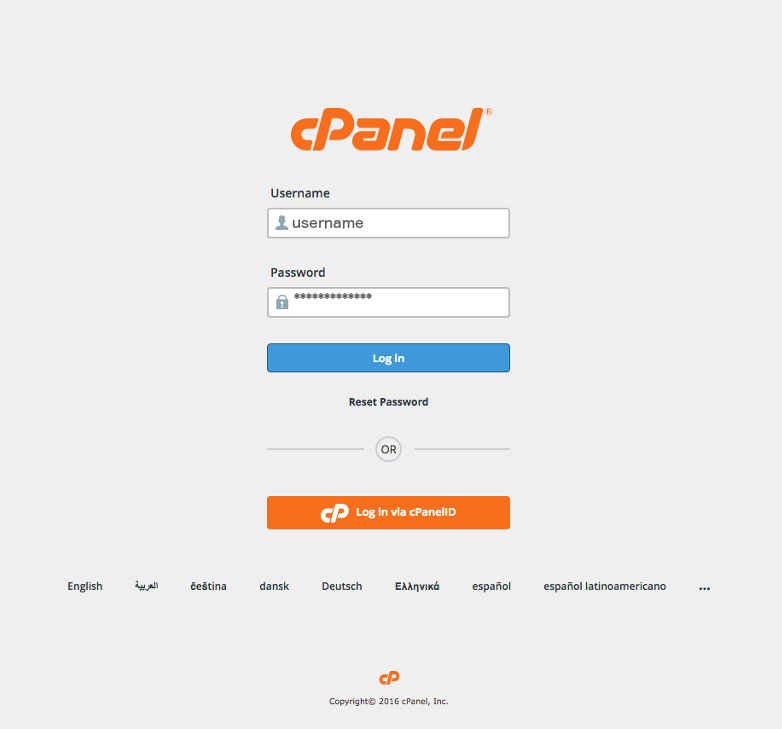 cpanel login page