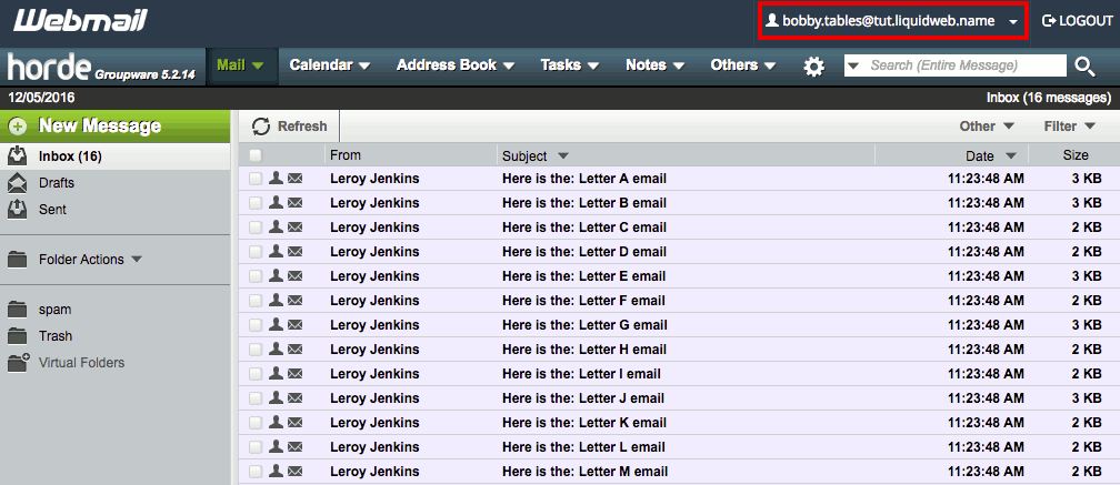 your webmail inbox