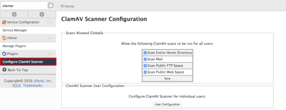 clamav scanner highlighted