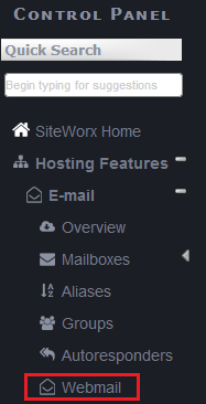 webmail link highlighted