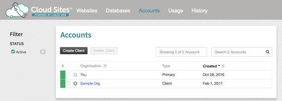 accounts home page