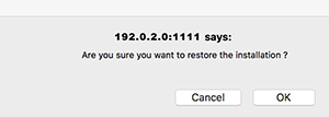 Confirm restore popup