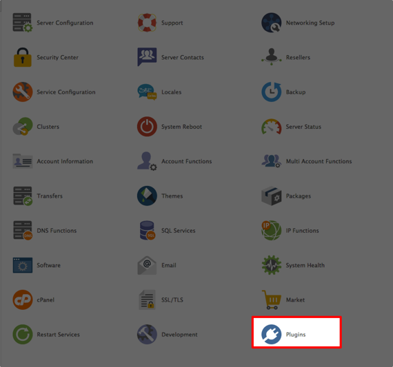 plugin link on whm homepage