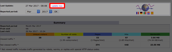 update now button at top of awstats page