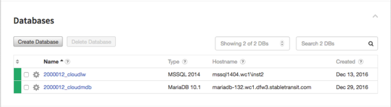 database section on home page