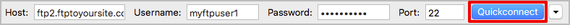 credentials entered in ftp program