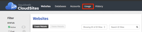 usage link in menu