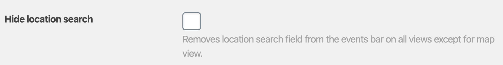 The Hide location search checkbox in calendar settings