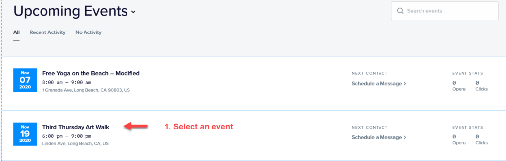 The Add Your Campaign option on an event in Promoter