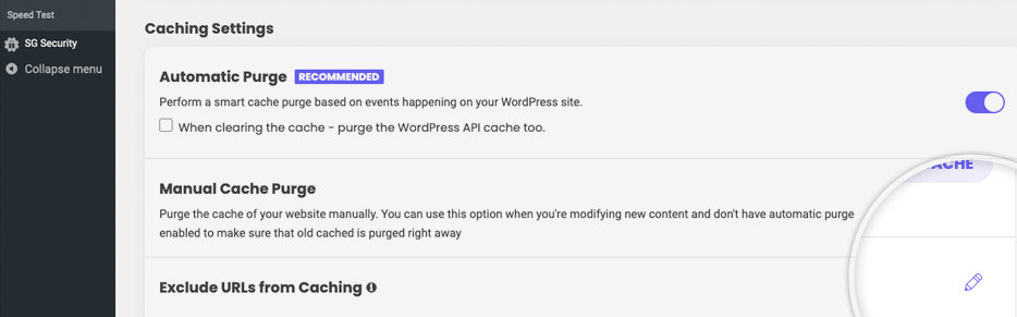 SiteGround Speed Optimizer - Exclude URLs from Caching