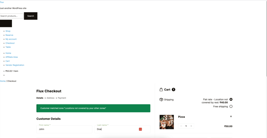 checkout page