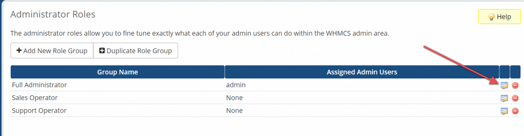Edit icon for "Full Administrator"