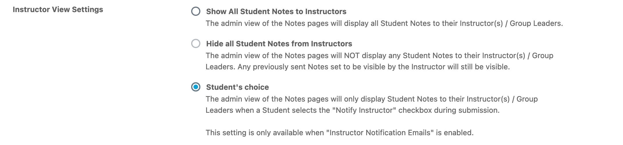 Instructor View Settings