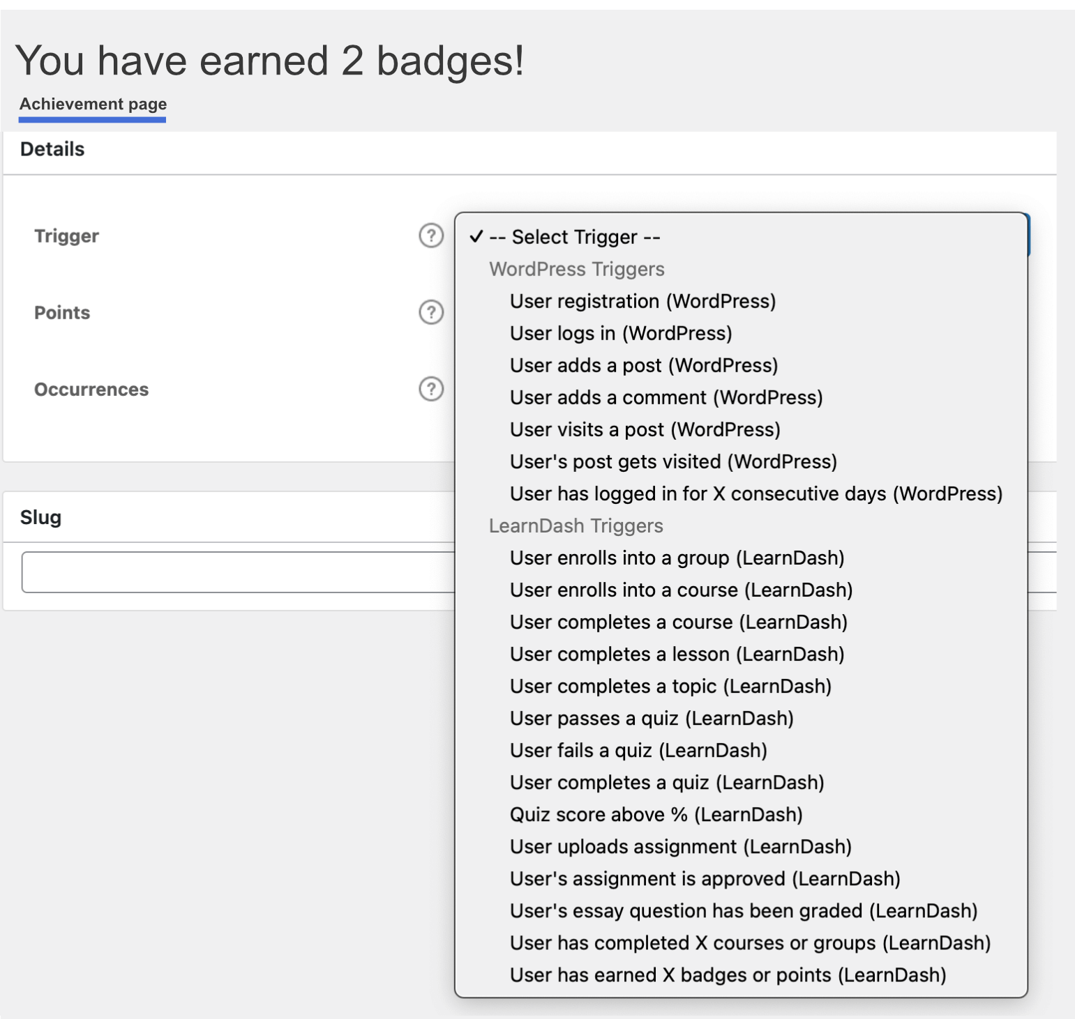 LearnDash Achievement Triggers