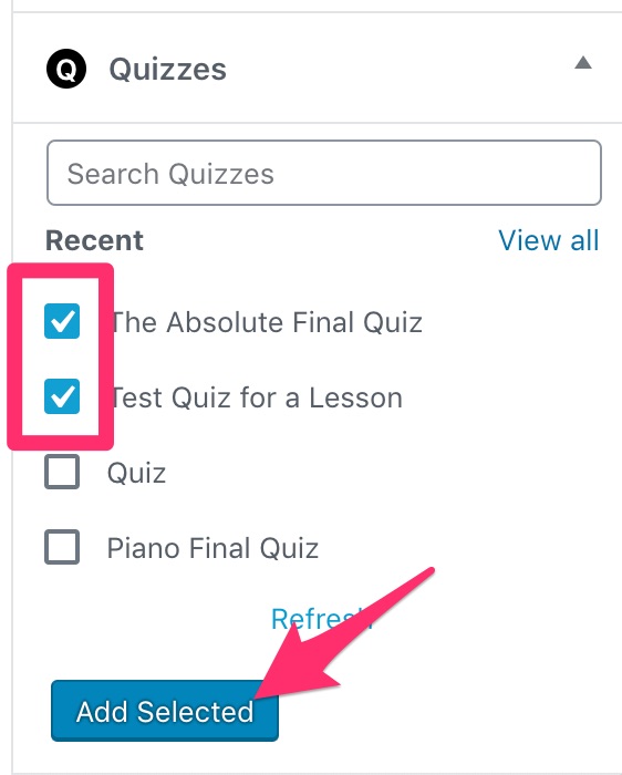 Add multiple quizzes in LearnDash course builder