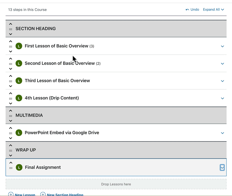 Drag & drop everything in the LearnDash course builder