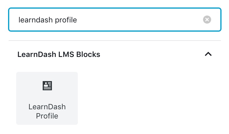 Insert the LearnDash profile block in admin