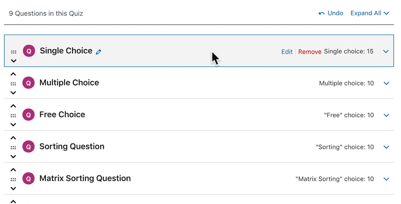 How to edit a question in the LearnDash quiz builder