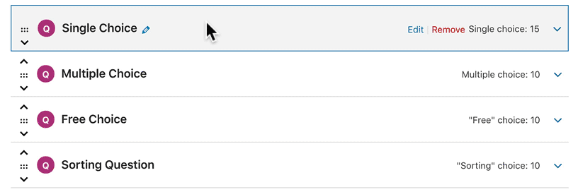 Edit question title in quiz builder