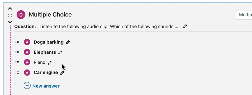 How to rearrange/move answers in quiz builder