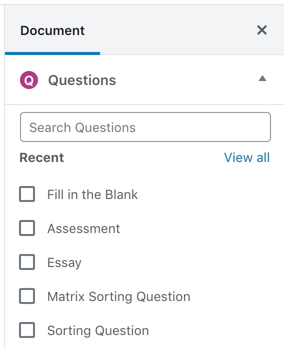 LearnDash quiz builder, questions metabox
