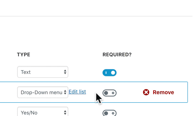 Edit a list in a LearnDash quiz custom field