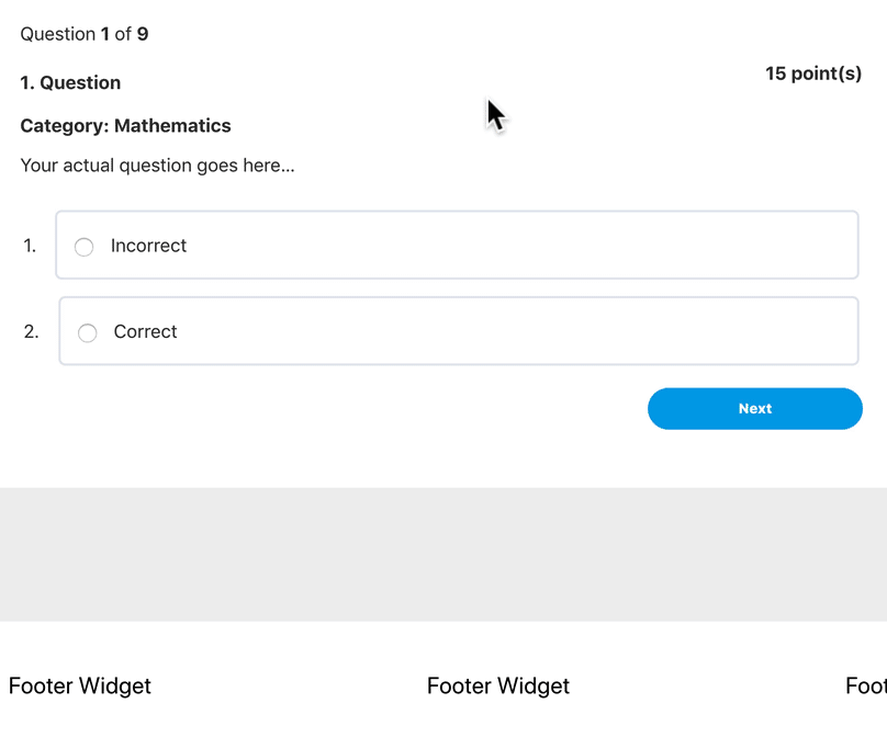 LearnDash quiz, one question at a time example