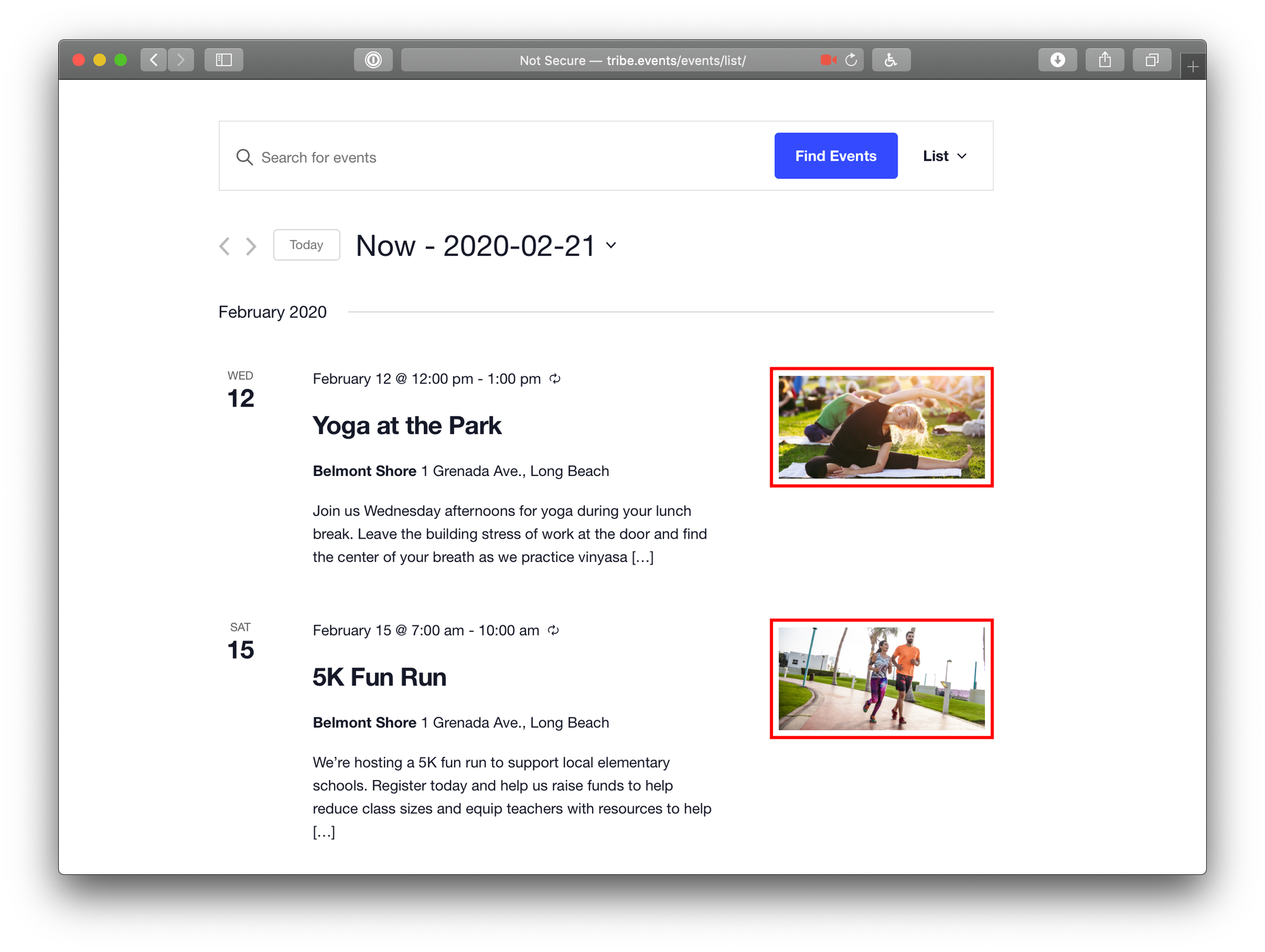 A closer look at the featured images in the List view that we want to remove