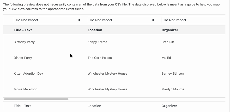 Mapping CSV columns to content fields