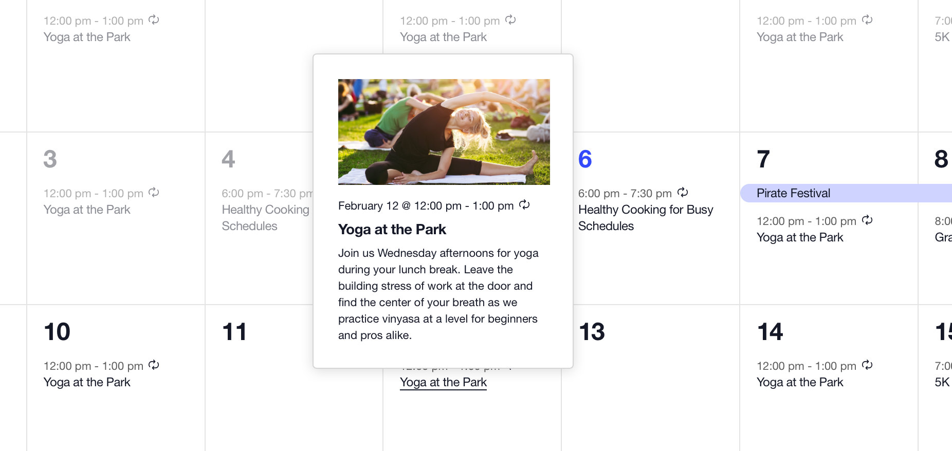 Month View tooltip