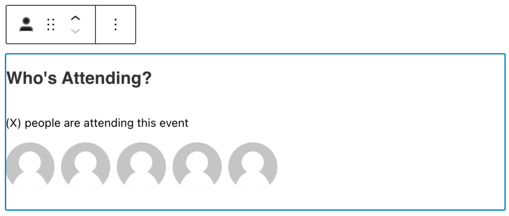 The Attendee List block showing attendee gravatars