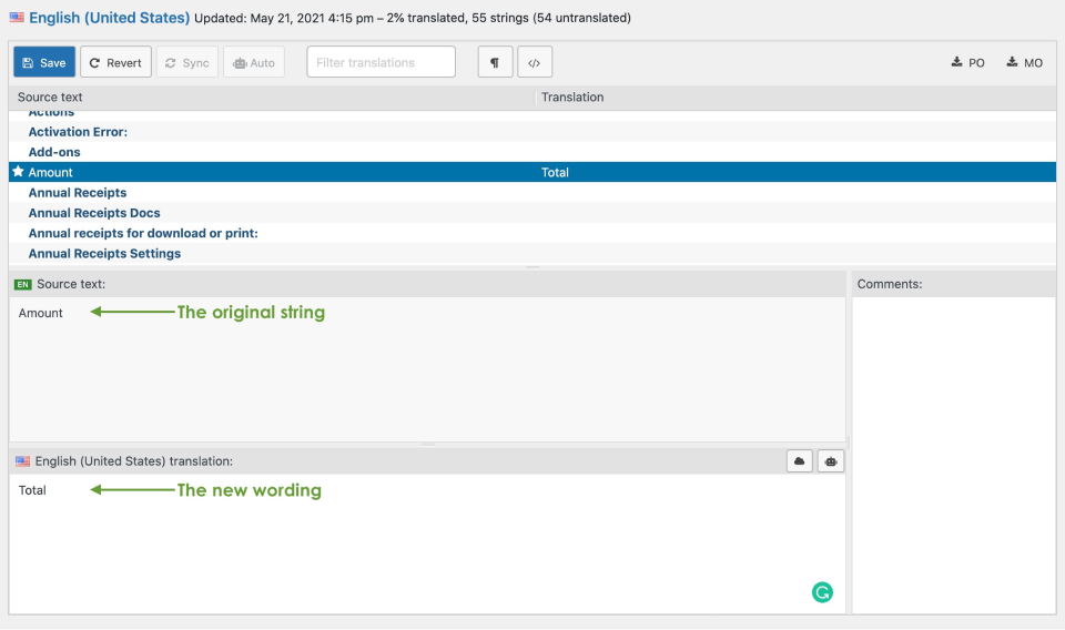 New wording for Loco Translate