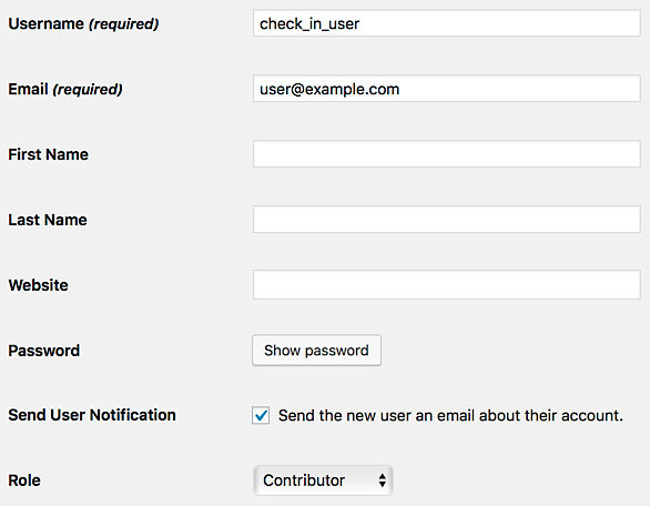 Creating a new user for scanning QR codes with Event Tickets Plus