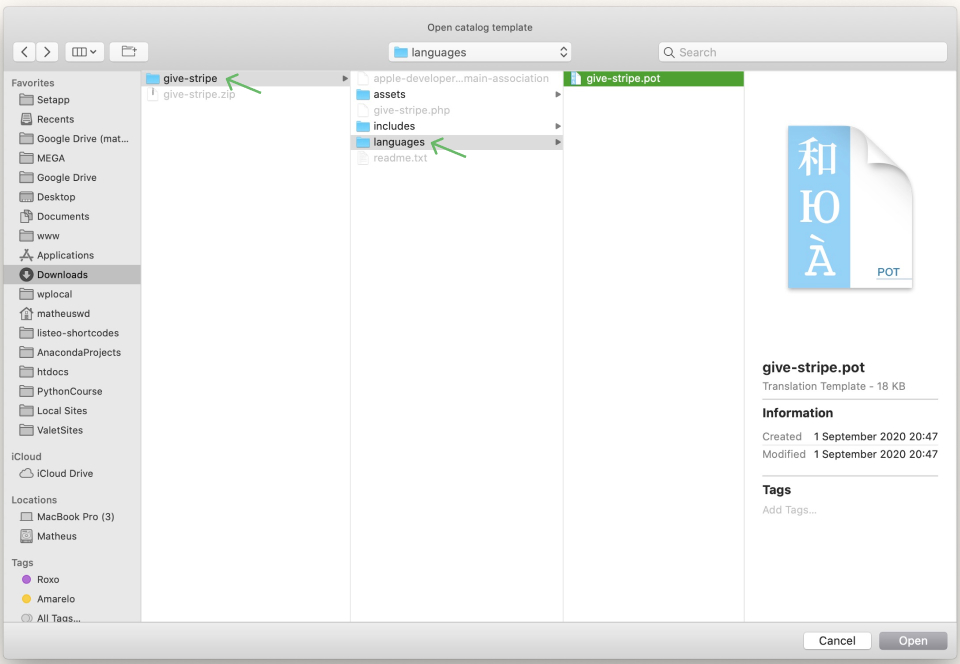 Folders of the Stripe add-on
