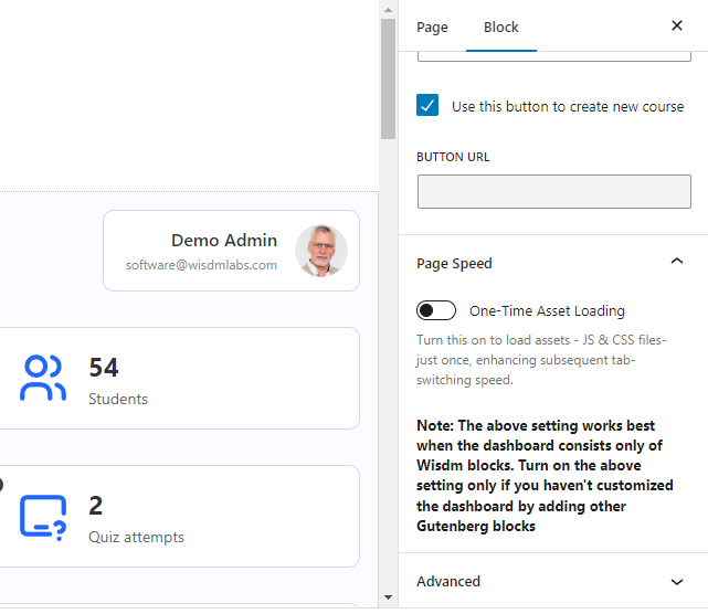 Page Speed Settings