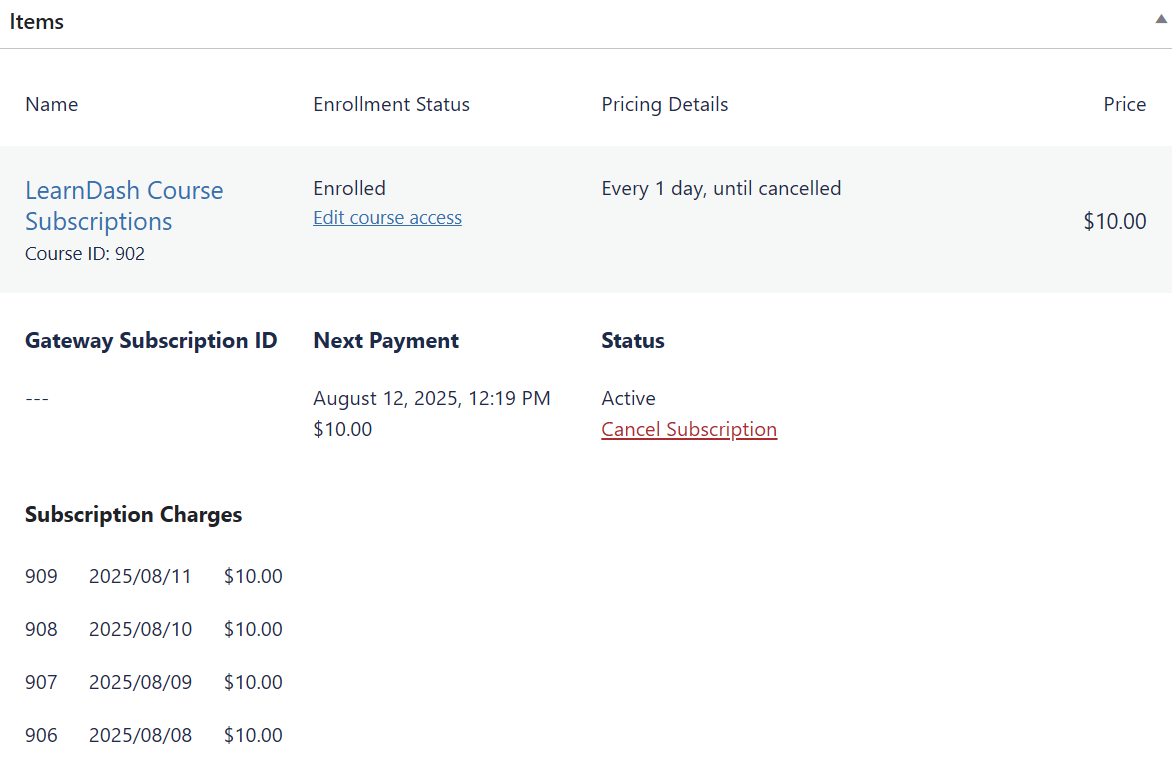 Managing subscriptions for Admins