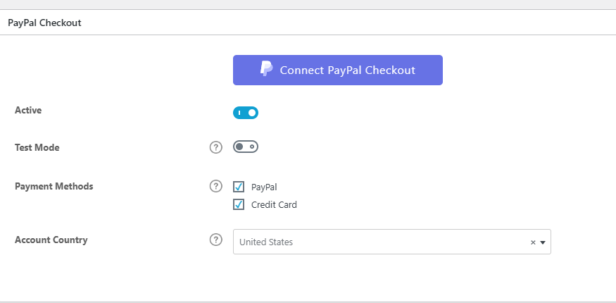 Paypal Checkout payment methods