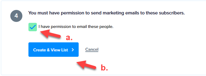The permission confirmation checkbox on the Create Custom List screen in Promoter